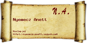 Nyemecz Anett névjegykártya